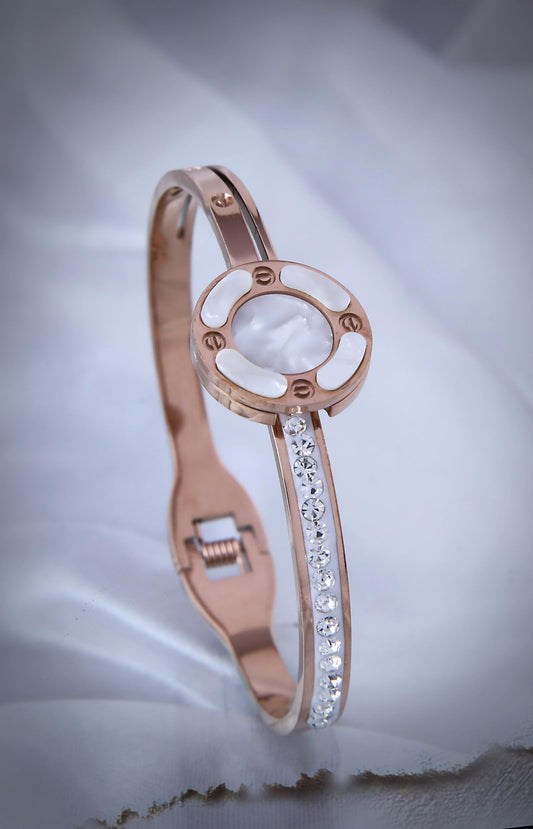 Gleaming Brilliance: Magical White Stone Kada with Anti-Tarnish
